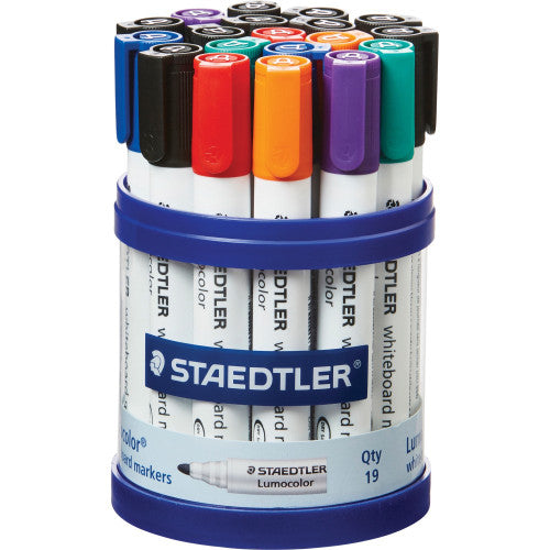 Staedtler 351-S-KP19 Non-Permanent Assorted Bullet Tip Lumocolor Whiteboard Marker Cup of 19