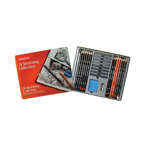 Derwent Sketching Mixed Media Tin of 24 Box of 3