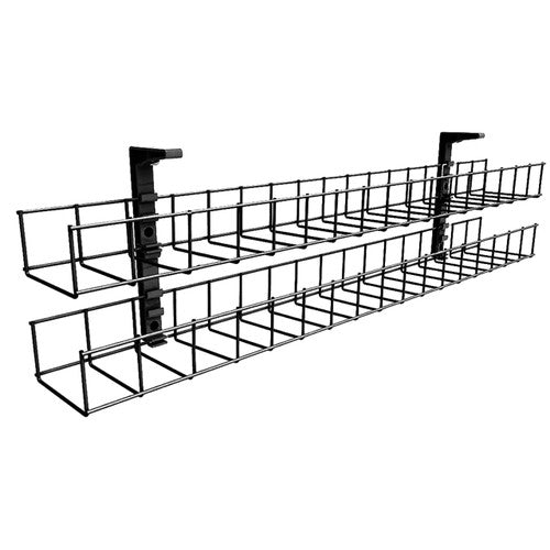Rapidline Dual Tier Cable Basket Kit 1550mm 4 GPO 4 Data 2.5m Interconnecting Lead Black