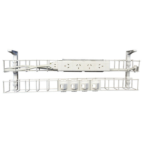 Rapidline Dual Tier Cable Basket Kit 1550mm 4 GPO 4 Data 2.5m Interconnecting Lead Black