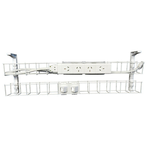 Rapidline Dual Tier Cable Basket Kit 650mm 4 GPO 2 Data 1.5m Interconnecting Lead Black