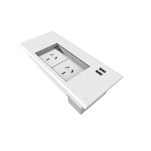 Rapidline Surface Mounted Flip Box 2 GPO 2 USB-A White
