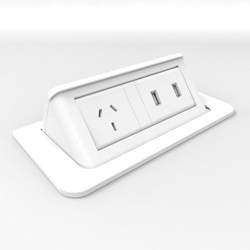 Rapidline Pop-Up Power Desk Module 1 GPO 2 USB White