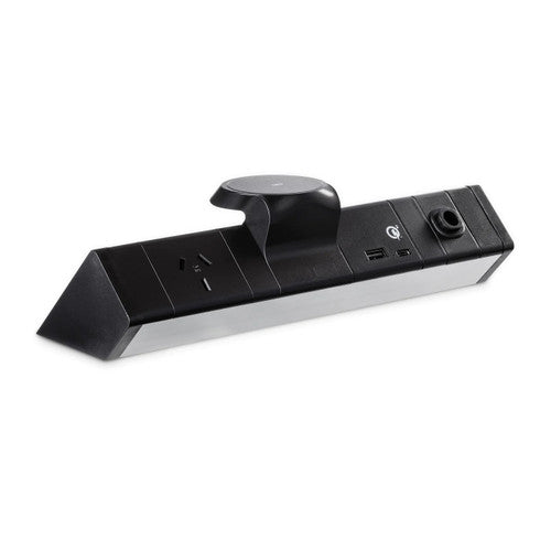 Rapidline Athena Power Rail 1 GPO 1 Heli Charging Pad 2 USB-A Black