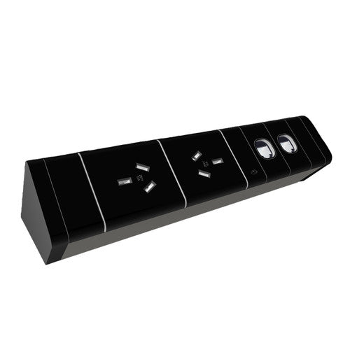 Rapidline Athena Power Rail Kit 2 GPO 2 Data Provisions 600mm Lead Black