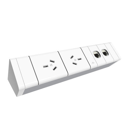 Rapidline Athena Power Rail Kit 2 GPO 2 Data Provisions 600mm Lead White