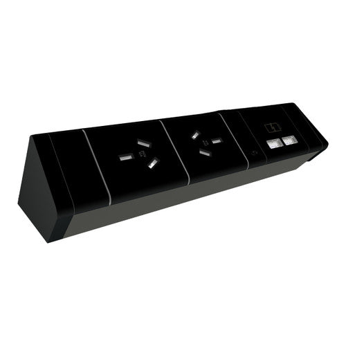 Rapidline Athena Power Rail Kit 2 GPO 2 USB-A 500mm Lead Black