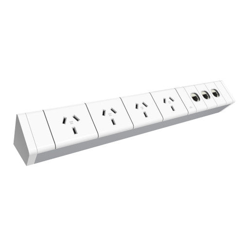 Rapidline Athena Power Rail Kit 4 GPO 3 Data Provisions 1000mm Lead White