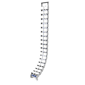 Rapidline Trax dual compartment workstation umbilical in White, a full length chain of linked segments with mounting ends at the top and bottom.