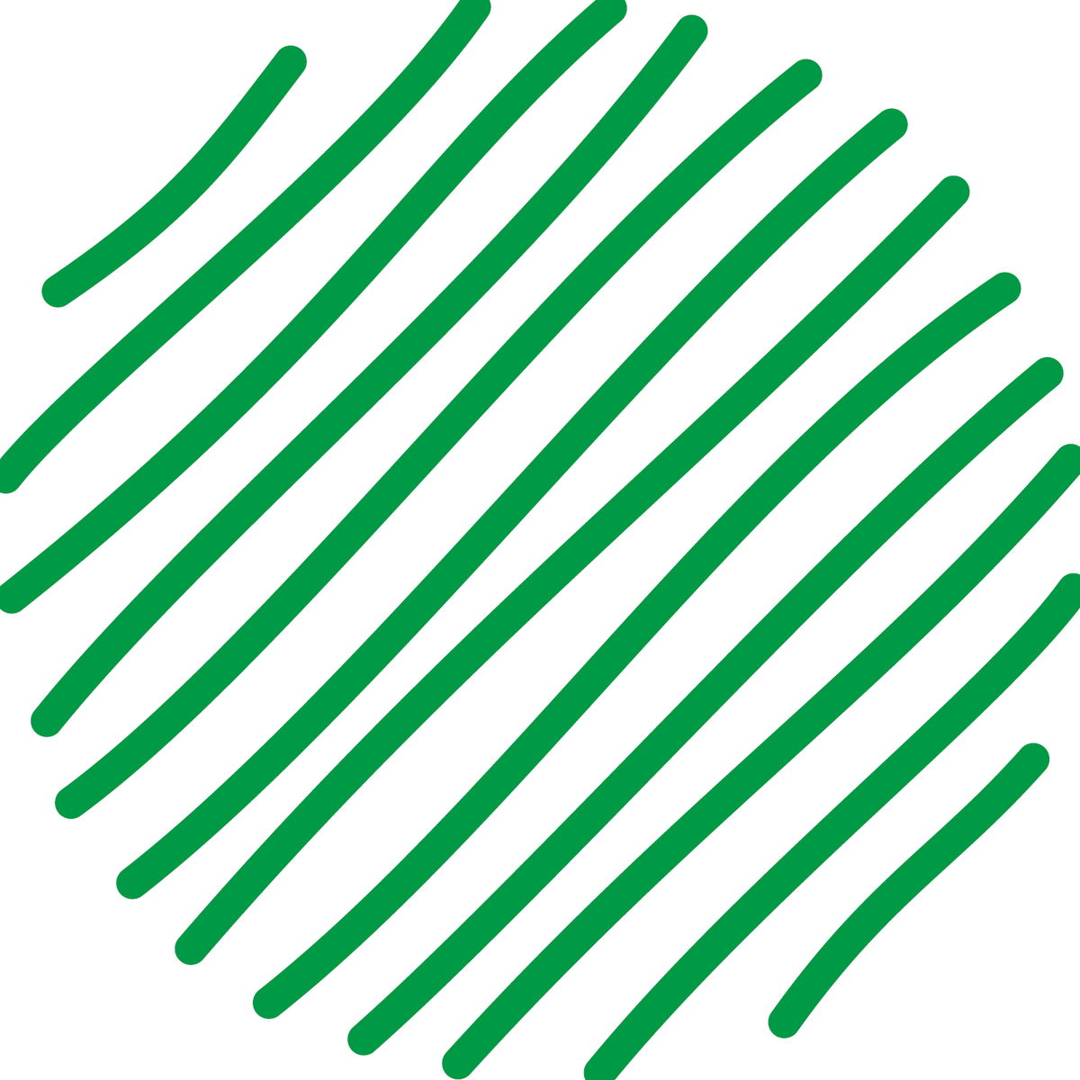 Sakura Gelly Roll Fine Point Green ink scribble swatch: diagonal green gel lines on white paper