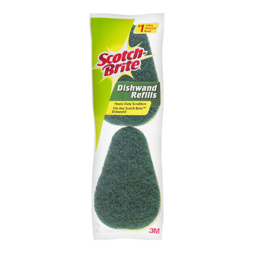 Scotch-Brite Heavy Duty Dishwand Refill heads showing teardrop shape and scrubbing surface