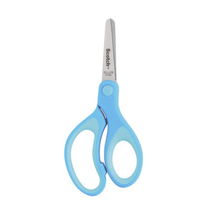 Scotch 1442B blue kids scissors with blunt tip and soft touch handles, 127mm length, front view