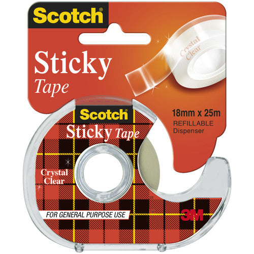 Scotch 502 Sticky Tape 18mm x 25m Clear Pack of 12 Hangsell
