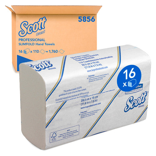 Scott Slimfold Hand Towel White 110 Sheets Pack of 16 - image 1