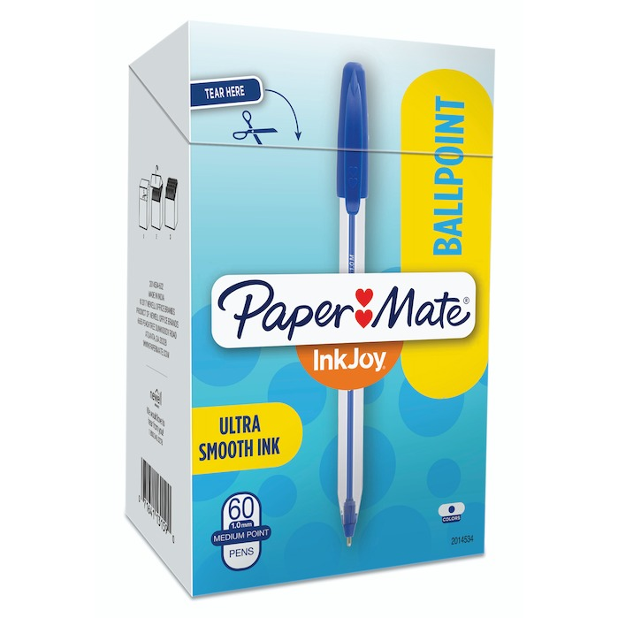 Papermate Inkjoy 50ST Capped Ballpoint Pen Medium 1.0mm Blue Box of 60