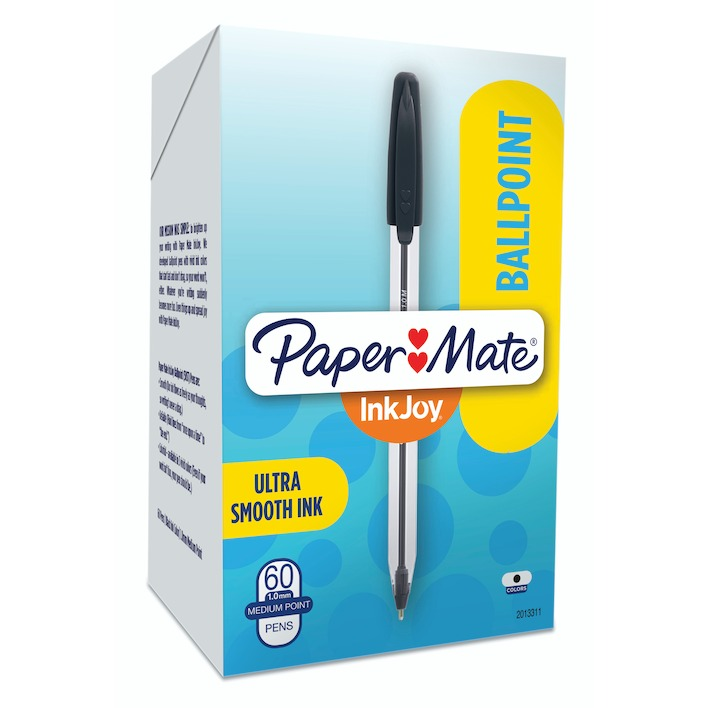 Papermate Inkjoy 50ST Capped Ballpoint Pen Medium 1.0mm Black Box of 60