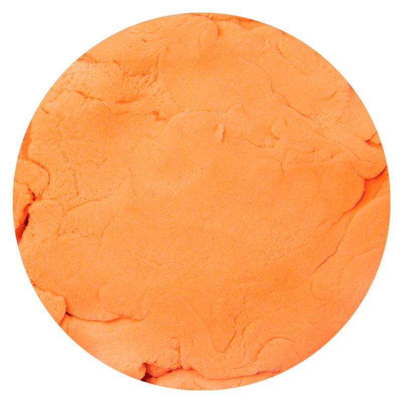 Close up texture view of vibrant orange Educational Colours sensory cotton sand showing the soft mouldable surface designed for tactile learning and creative sensory activities.