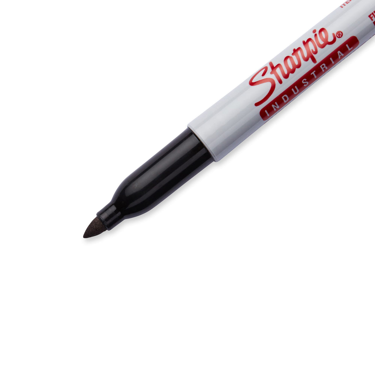 Close-up of the fine point tip of the Sharpie Industrial permanent marker.
