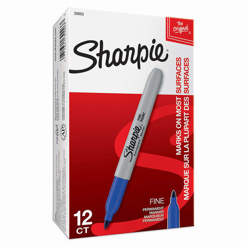 Sharpie Permanent Marker Fine Point Blue Box of 12 - image 1