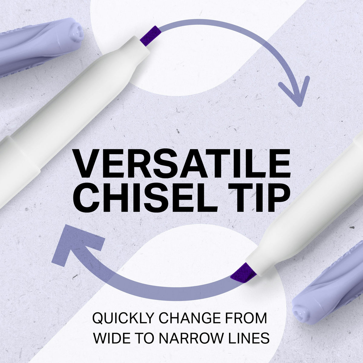 Lavender Sharpie S-Note markers showing the versatile chisel tip changing quickly from wide to narrow lines
