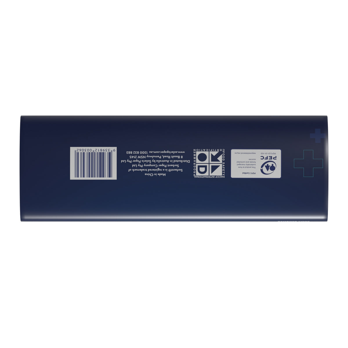 Base of the Sorbent Professional Performance Plus Multifold pack showing the barcode and pack marks
