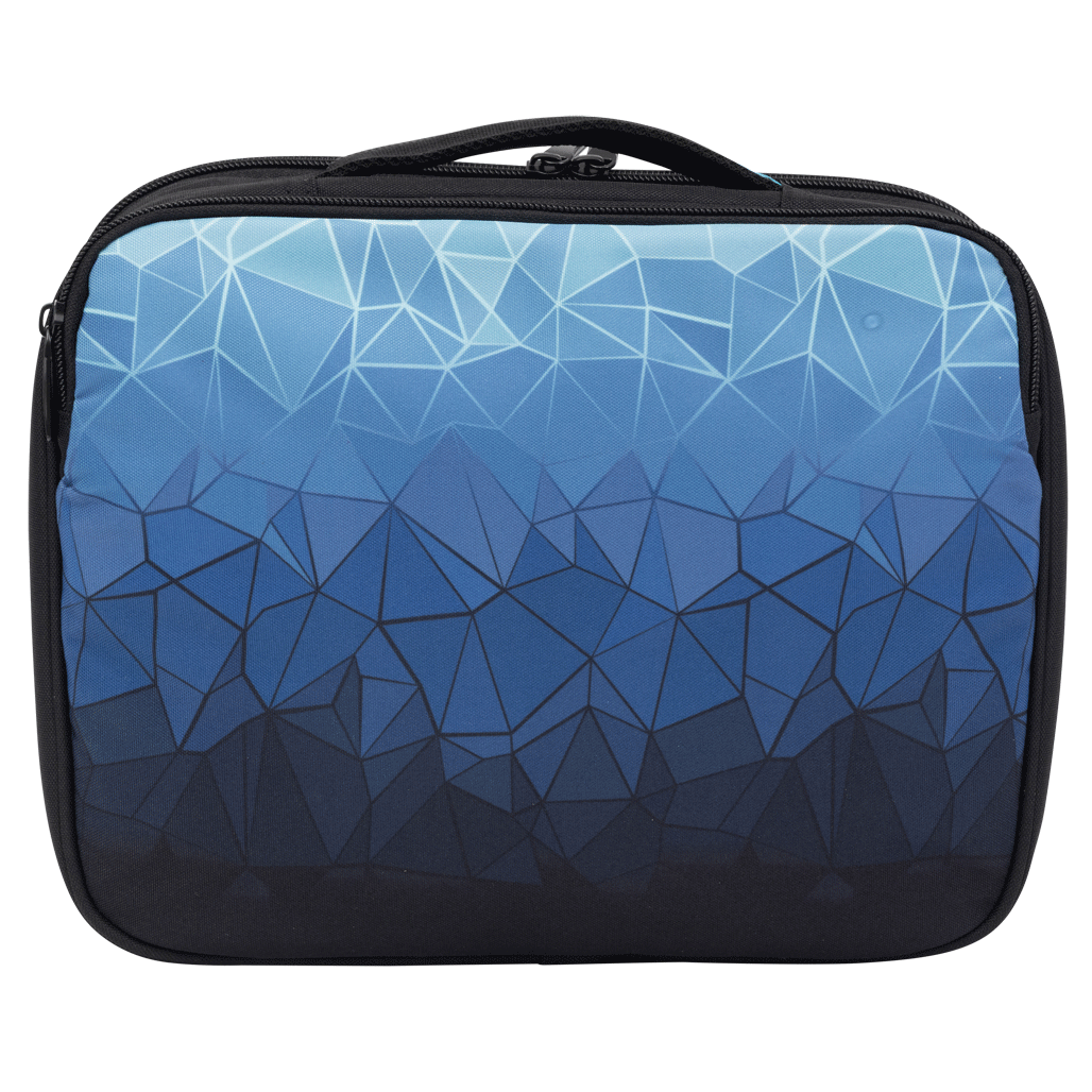 Back of the Spencil Fractal Big Cooler Lunch Bag showing the full geometric print on the rear panel