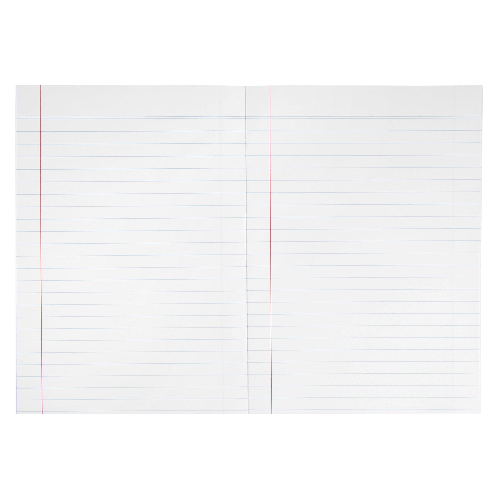 Open double page view of the Spirax 210 Exercise Book displaying clean 11mm ruled pages with generous writing space, ideal for note taking, assignments and everyday schoolwork.