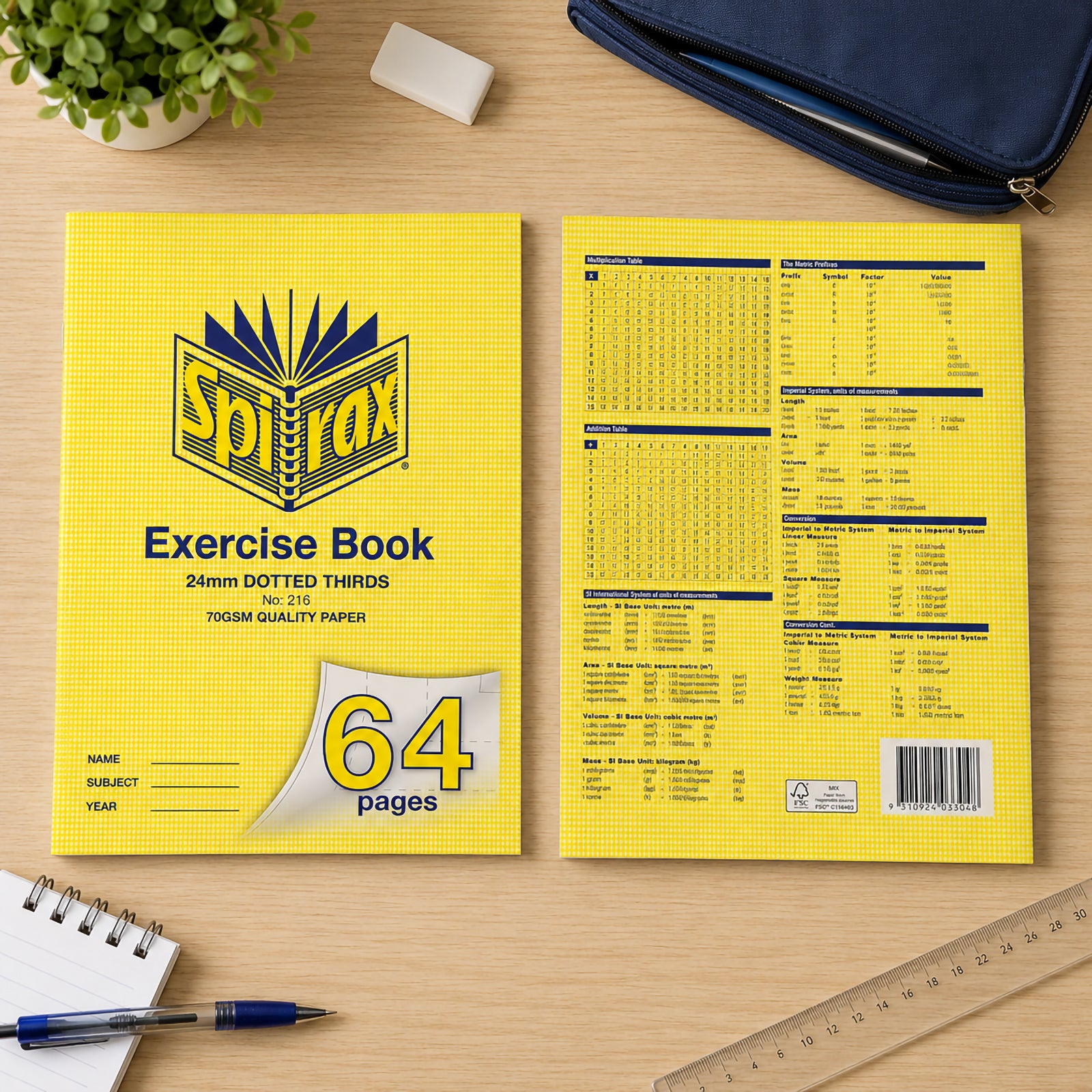 Spirax 216 A4 Exercise Book 24mm Double Tramline 64 Pages Pack of 20 - image 6