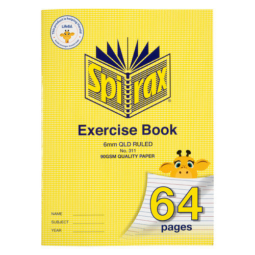 Spirax 311 Super Size Exercise Book 320x235mm 64 page 6mm ruled staple bound