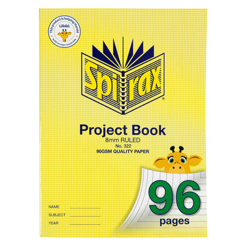 Spirax 322 Super Size Project Book 320x235mm 96 page 8mm ruled staple bound, pack of 10