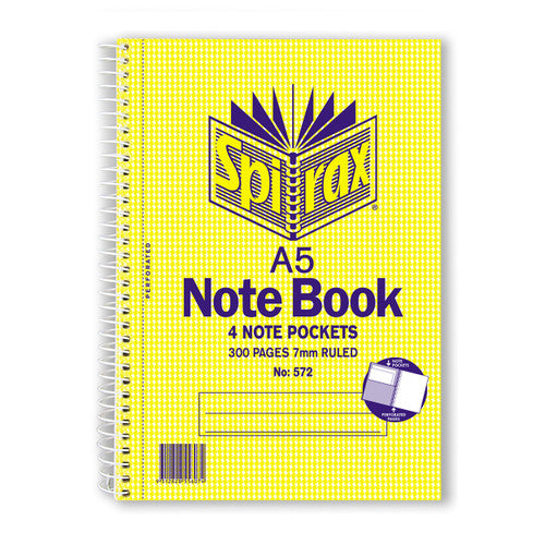 Spirax 572 A5 3 subject spiral notebook with side opening, showing front cover and spiral binding