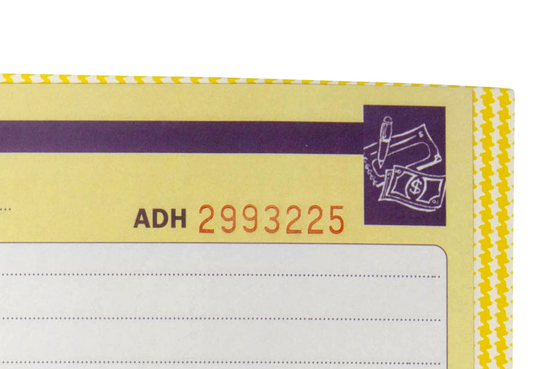 Close-up of the top of a Spirax cash receipt form showing the purple Cash Receipt band, the cash icon and a printed red receipt number