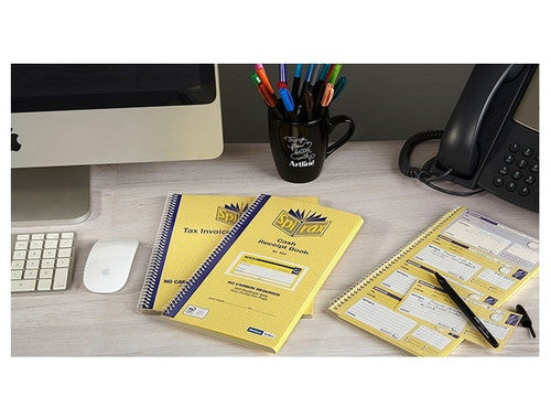 Open Spirax telephone message book showing duplicate NCR forms with four message sets per page