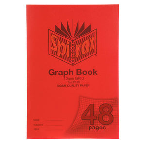 Spirax P130 A4 graph book in a red polypropylene cover printed 10mm grid, 70gsm quality paper and 48 pages on a grid corner