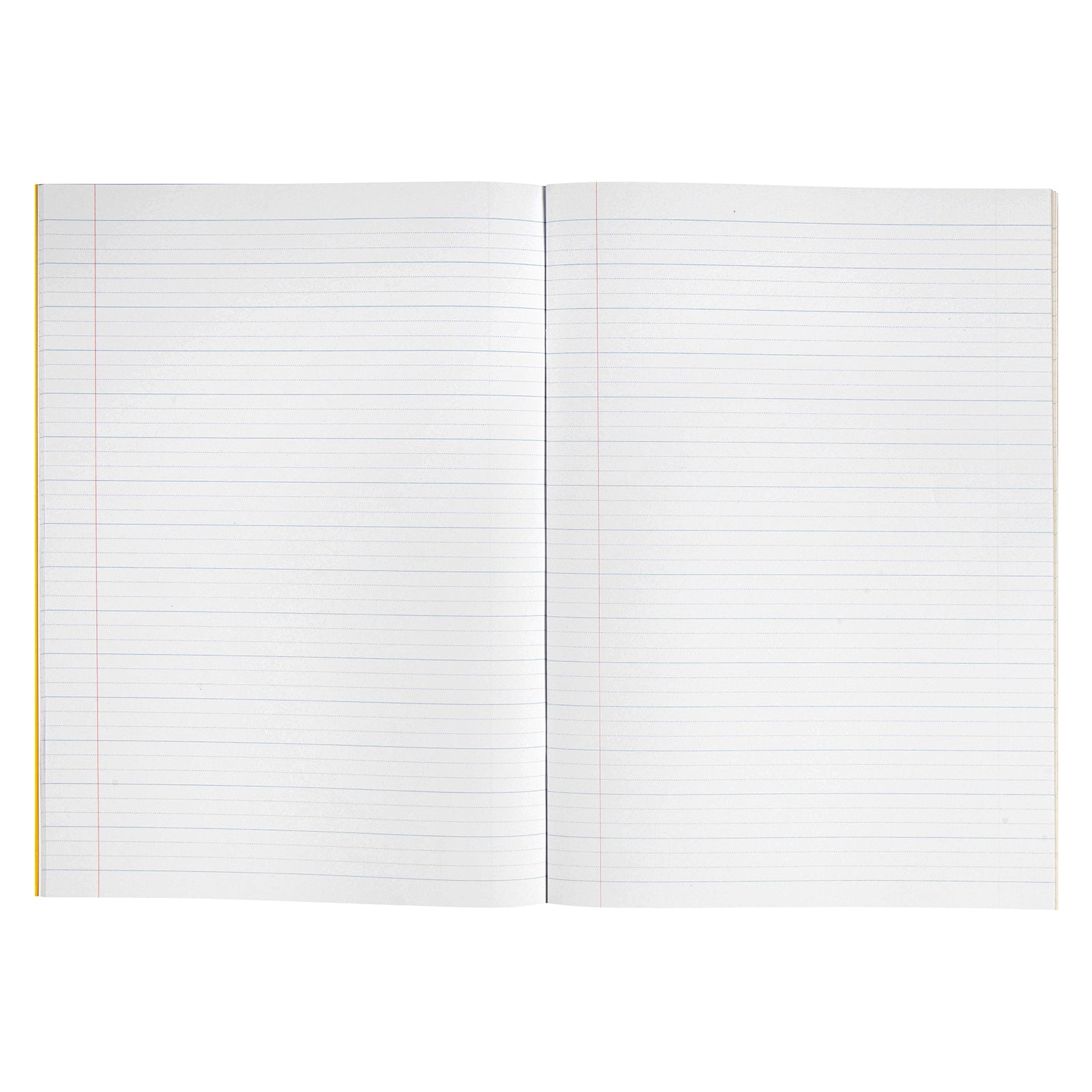 Centre spread of the Spirax P116 exercise book showing the clean 18mm dotted thirds ruling across both pages, providing ample writing space for classroom exercises and handwriting practice.