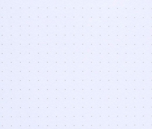 Close-up of the page ruling in the lilac Spirax No. 436 journal, cropped from ACCO open page photo to show the evenly spaced grey dot grid on white paper