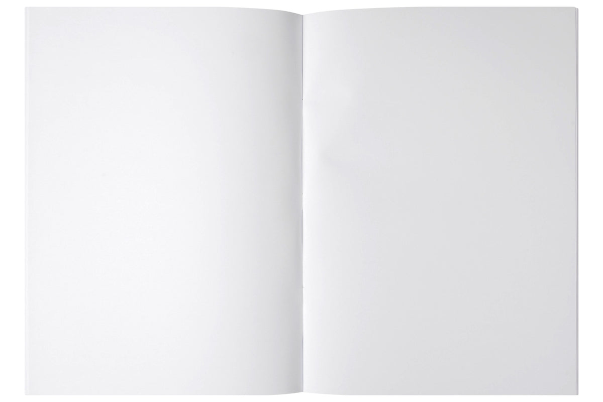 Open Spirax 152 scrapbook showing a two page spread of plain unruled white pages ready for drawing and pasting