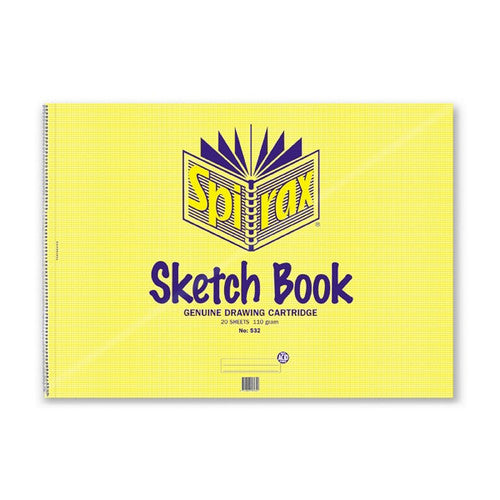 Spirax A2 Sketch Book closed, showing spiral binding and front cover on white background