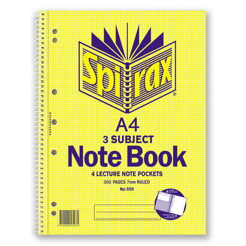 Spirax Spiral 3 Subject Notebook A4 Side Opening 300 Pages - image 1