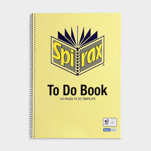 Spirax To Do Book A4 with yellow check cover printed 140 pages to do template and spiral binding down the left edge