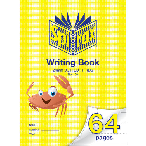 Spirax Writing Book 64 page 335x240mm with 24mm dotted thirds ruling, hounds tooth cover, pack of 10
