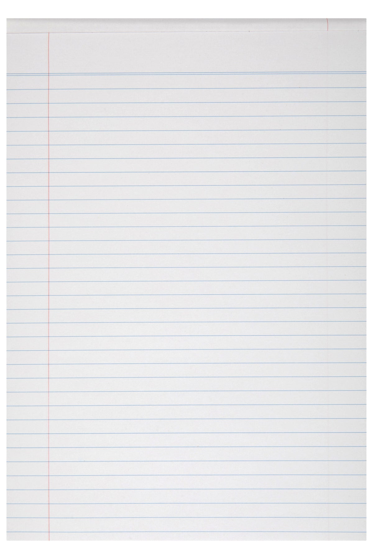 Full page from ACCO's photo of the Spirax 411 A4 writing pad, showing blue ruled lines below a double line at the top and a red margin line down the left side