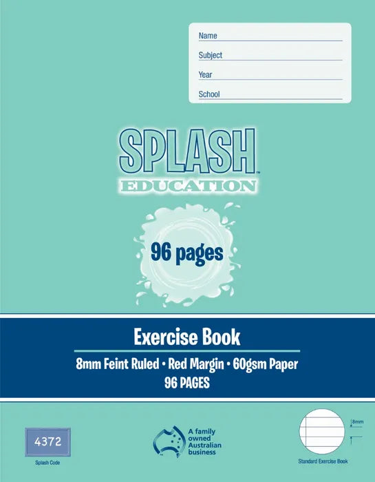 Splash 9*7 96pg 8mm Ruled Exercise Book