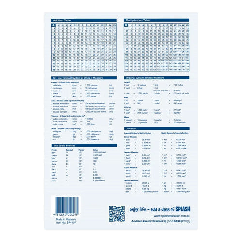 Splash Education A4 exercise book SP4407 open pages showing 8mm ruling with red margin