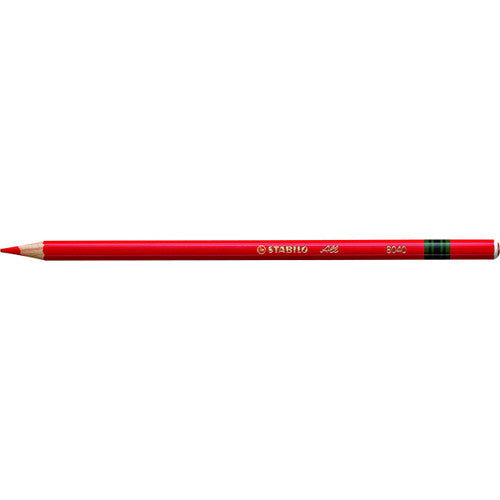 Stabilo All red pencil shown with box of 12, suitable for writing on glass, metal, plastic and other surfaces