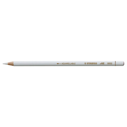 Stabilo All white pencil with wooden barrel, shown alongside box of 12 units