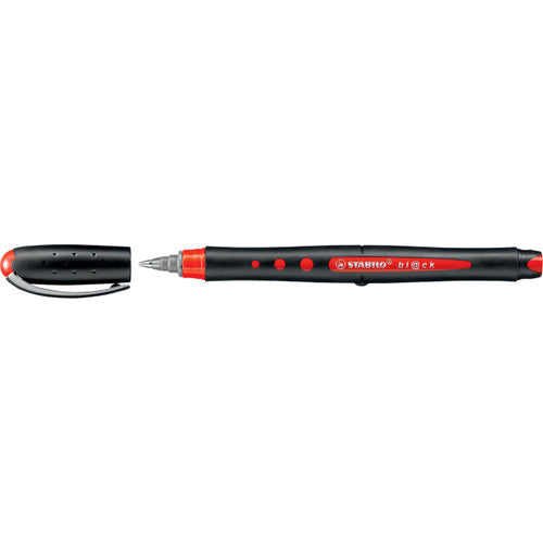 Stabilo Bl@ck 0.4mm fine tip rollerball pen in red, single pen shown against white background