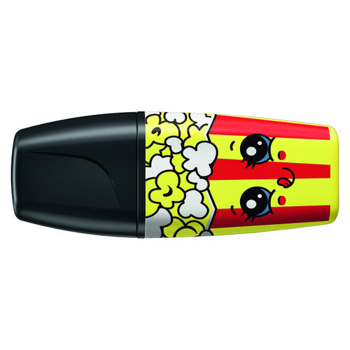 Stabilo Boss Mini Sweet Friends Highlighter in fluorescent yellow shown on a white background