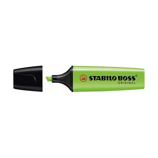 Close-up of Stabilo Boss Original chisel tip showing 2 mm and 5 mm line widths