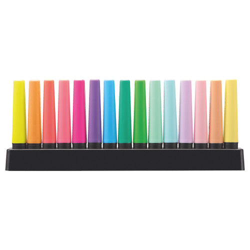 Close-up of Stabilo Boss Original highlighters showing fluorescent and pastel colour range